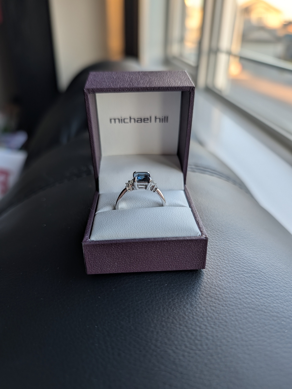 Emerald Cut Blue Topaz 14kt White Gold